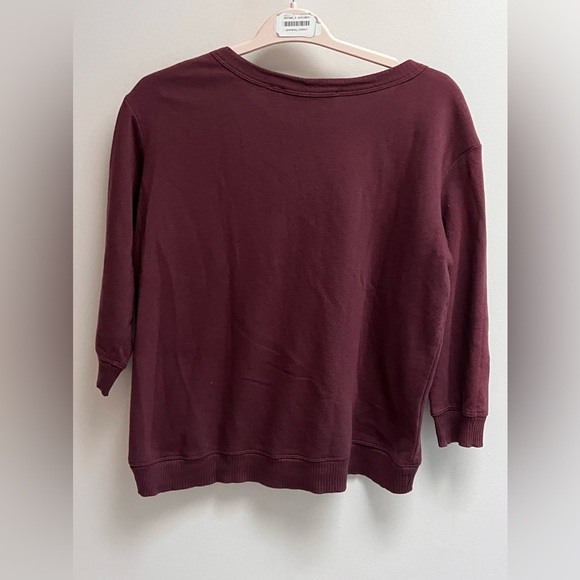 WILT Women’s Burgandy Crewneck Three Quarter Sleeve Sweatshirt - Size Medium - Picture 4 of 8